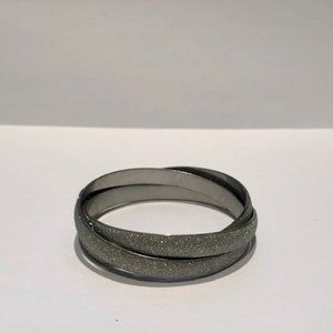 Silver Glitter Double Stacked Bangle